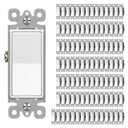 CML Matte White Decorator Rocker Paddle Light Switch, 100 Pack Single Pole Wall Switch, 15A 120/277V, On/Off Interrupter, UL Listed