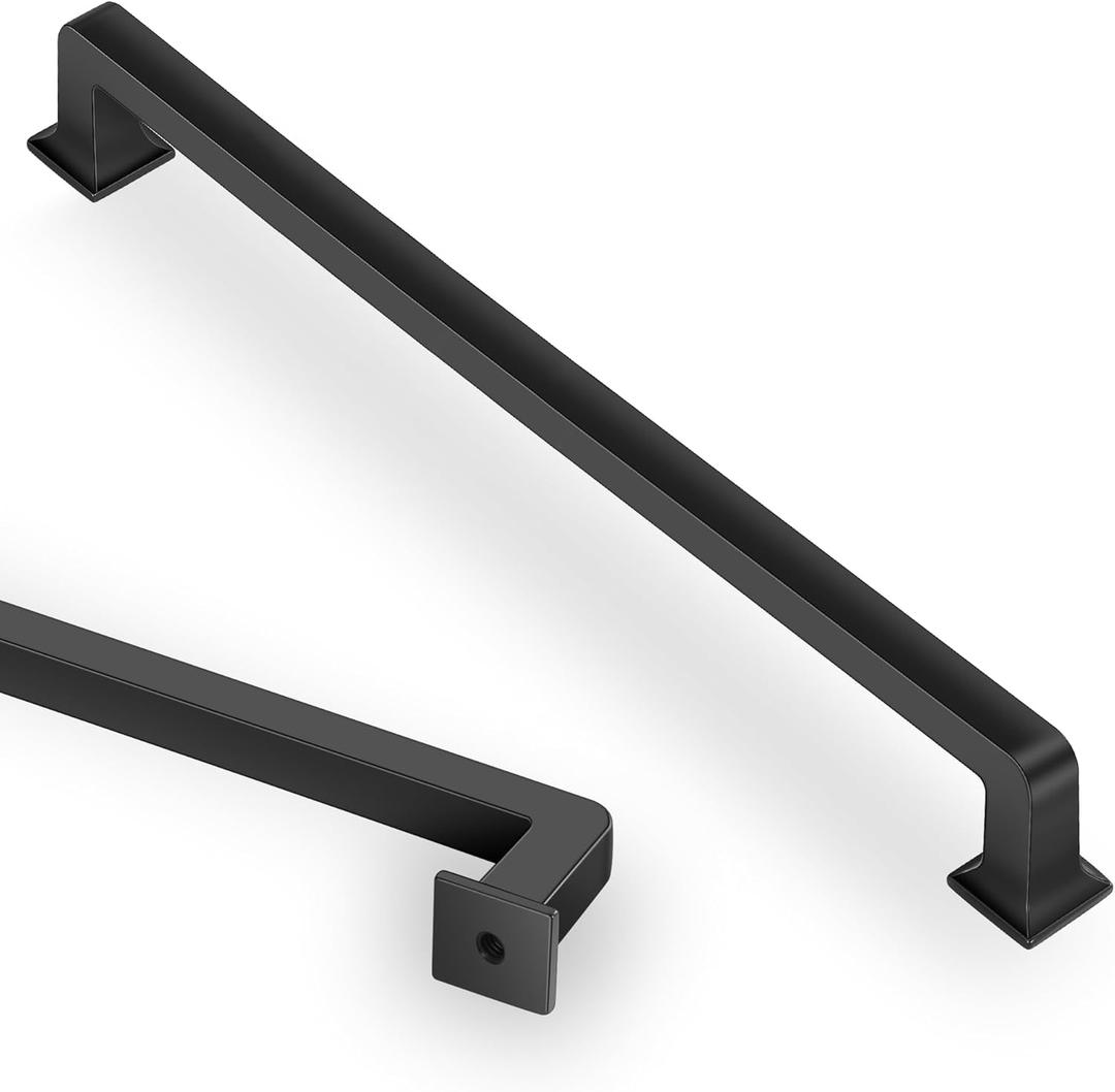 Lardmon 3 Pack 10 Inch(254mm) Matte Black Kitchen Cabinet Handles Modern Cabinet Pulls Kitchen Vanity Cabinet Hardware Timeless Drawer Pulls Handles, M-Black(10x3)