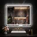 LED Bathroom Mirror, 30"x36" with Frontlit and Backlit Anti-Fog Mirror with Lights LED Vanity Mirror for Bathroom 11 Colors Temperature & Dimmable Bathroom Mirror with HD Tempered Glass