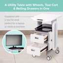 Professional Utility Cart with Wheels - Rolling Dental Office Cart with Drawers - Medical Trolley for Cavitation Machine, Esthetician Supplies, Lab Tools - Salon Trolley