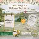 Wedding Welcome Sign Stand, Adjustable Metal Wedding Sign Holder with 2 Leather Straps, 4 Ground Stakes & Carry Bag, Sturdy Powder-Coated Steel Display Stand for Wedding Signs & Seating Chart(Gold)