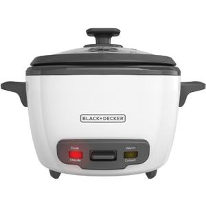 BLACK+DECKER 16-Cup Rice Cooker, 8-Cup Uncooked Rice, Steaming Basket, Removable Non-Stick Bowl, One Touch, Keep Warm