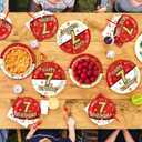 Grencian 96Pcs Happy 7th Birthday Party Supplies Cartoon Anime Themed Paper Plates and Napkins Tableware Sets Red and White Decoration for 7 Year Old Birthday Kids Children Party Serves 24