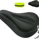 Gel Bike Seat Cover Padded Bicycle Saddle Covers for Women & Men, Most Comfortable Exercise Bike Seat Cushion Cover, Soft for Spin Indoor Outdoor Cycling Class Mountain Stationary Bikes (Black-Standard)