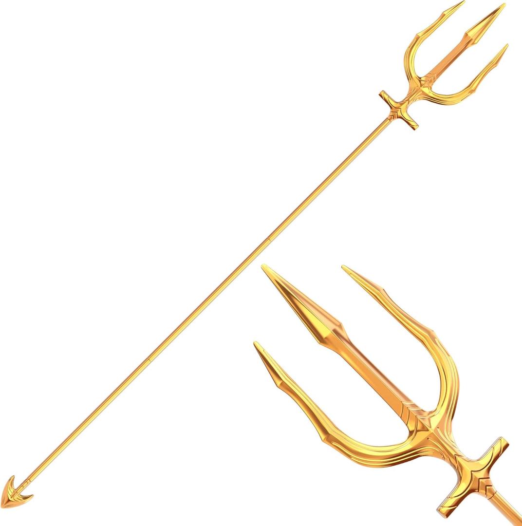 Metal Trident Spear Cosplay Costume, 3-pronged Poseidon Weapon for Adult Halloween