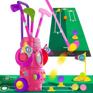 ToyVelt Toddler Golf Set - Kids Golf Clubs with 6 Balls, 4 Golf Sticks, 2 Practice Holes and a Putting Mat - Promotes Physical & Mental Development (Pink) ToyVelt Toddler Golf Set - Kids Golf Clubs with 6 Balls, 4 Golf Sticks, 2 Practice Holes and a Putting Mat - Promotes Physical & Mental Development (Pink)