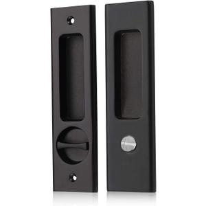 NCL Sliding Door Handle for Bath, Black Barn Door Flush Handle, Privacy Pocket Door Lock