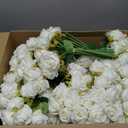 Jexine 240 Pcs Artificial Rose Flowers Bouquet Silk Realistic Flowers Bulk Centerpieces DIY Bride Fake Rose for Home Bridal Wedding Party Decorations(White)