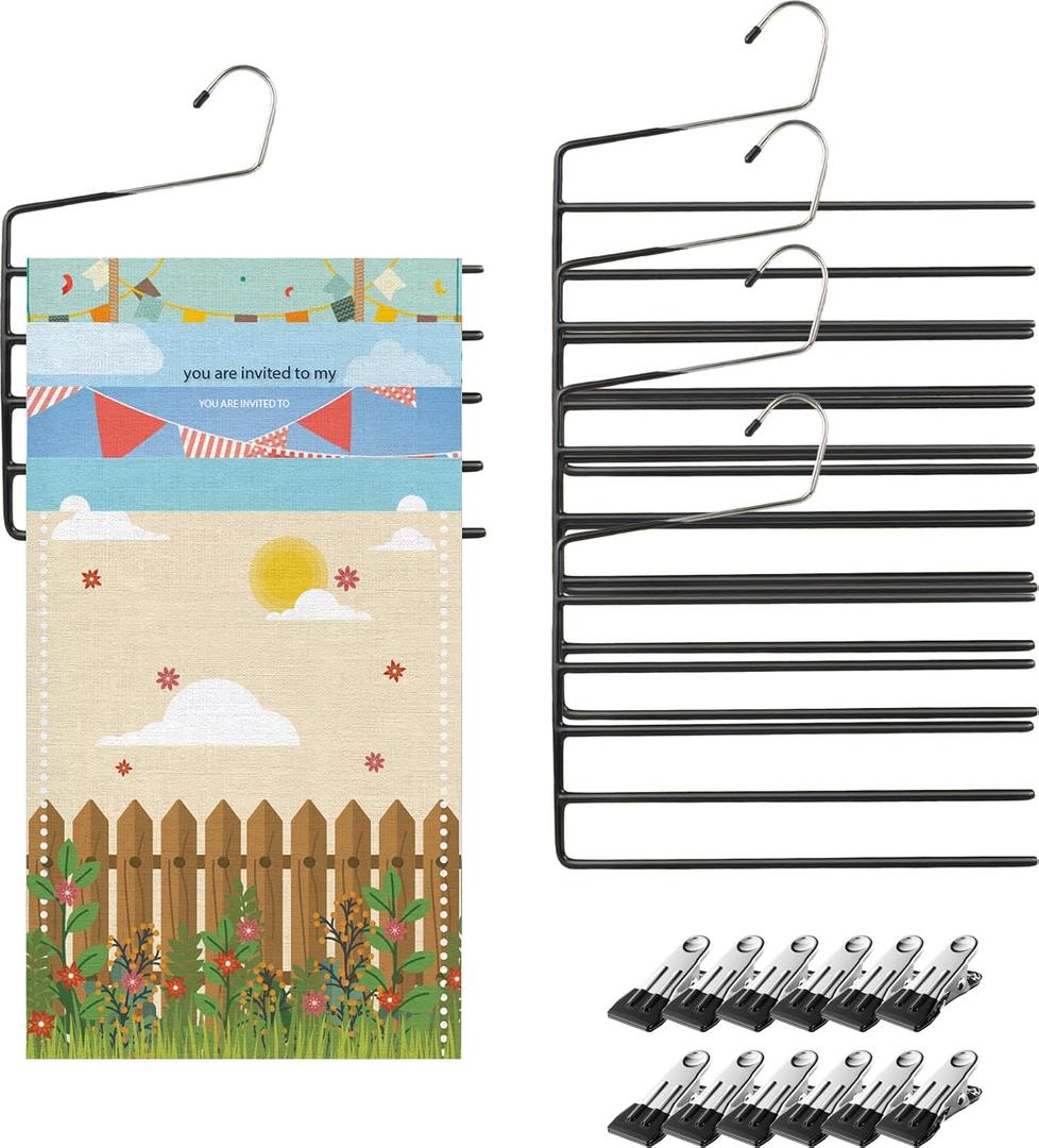4 Pack Garden Flag Hangers with 12 Stands Large Yard Flag Holder Garden Flag Holder for Holiday Themed Displays Multi-Tier Outdoor Organizer for Flags Clothing Jeans Trouser Pants Hangers