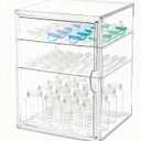 Baby Bottle Organizer, 3 Tiers Acrylic Bottle Storage Organizer Container, Clear Plastic Bottle Station Organizer with 2 Adjustable Dividers for Kitchen Countertop, Bathroom, Cabinet, Vanity (XLarge)