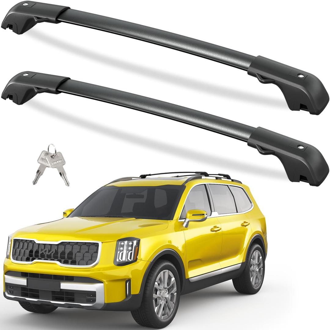 220lbs Lockbale Roof Rack Cross Bars Compatible with KIA Telluride 2023 2024 2025 X-PRO & X-LINE with Raised Side Rails, Heavy Duty Anti-Theft Aluminum Roof Rails Crossbars Rooftop Cargo Bars (Compatible with KIA Telluride X-PRO & X-LINE 23-25)
