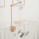 Baby Crib Mobile Musical Nursery Mobiles for Bassinet with Wooden Holder, Animal Toys Crib Mobile with Music for Baby, White