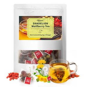 2 x MQUPIN 30Pcs Dandelion Wolfberry Tea-10 Herbal Ingredients Blend, 5g/Bag,Kidney& Liver Health Tea,Goji Berry Chrysanthemunn Cassia Seed Teabags