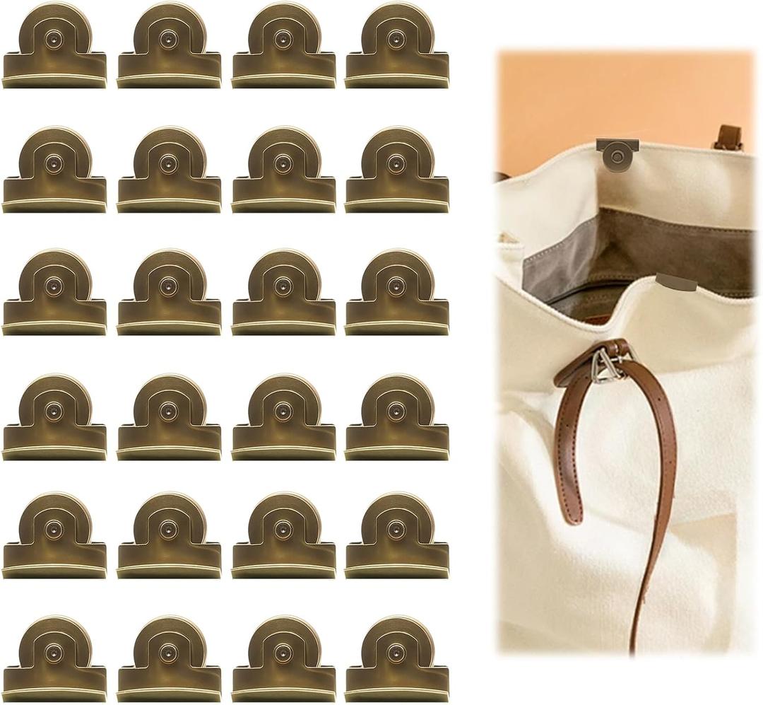 24 Pairs Seamless Magnetic Snaps for Purses and Totes, Ideal for Bags Clothing Sewing and Craft Projects, Metal Closures in Gold Silver Gunmetal Copper (Copper)