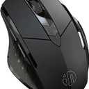 Rechargeable Wireless Mouse, 2.4G Ergonomic Gaming Mouse with Silent Click, 500mAh Battery, 2400 DPI Adjustable, 6 Buttons, Black (PM6 Black)