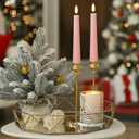 Eywamage Short Pink Flameless Taper Candles with Remote, Flickering Spring Easter Battery LED Wax Candlesticks Set of 6