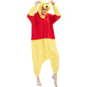 Animal Onesie Adult One Piece Cosplay Costume Pajamas for Women Men (Small, Multicolor Pooh)