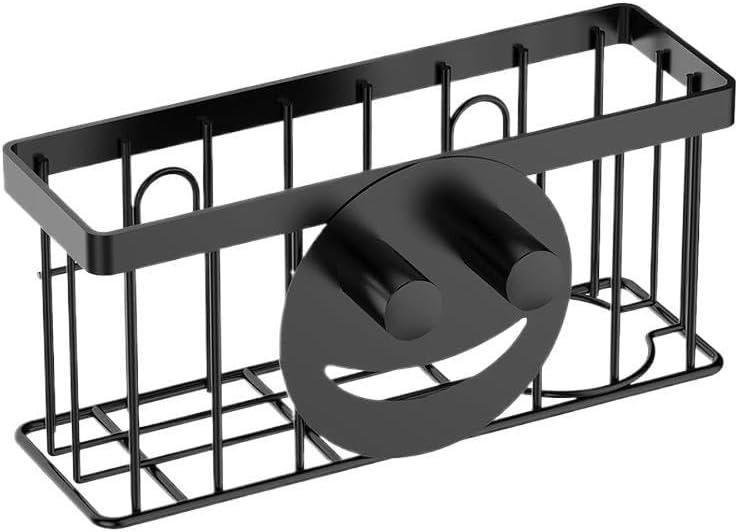 Smiling Sponge Rack, Kitchen Sink Storage Rack, with 2 Suction Cups, Specially Designed for sponges, soap and dishwashing Brushes (Black), Suitable for The Kitchen