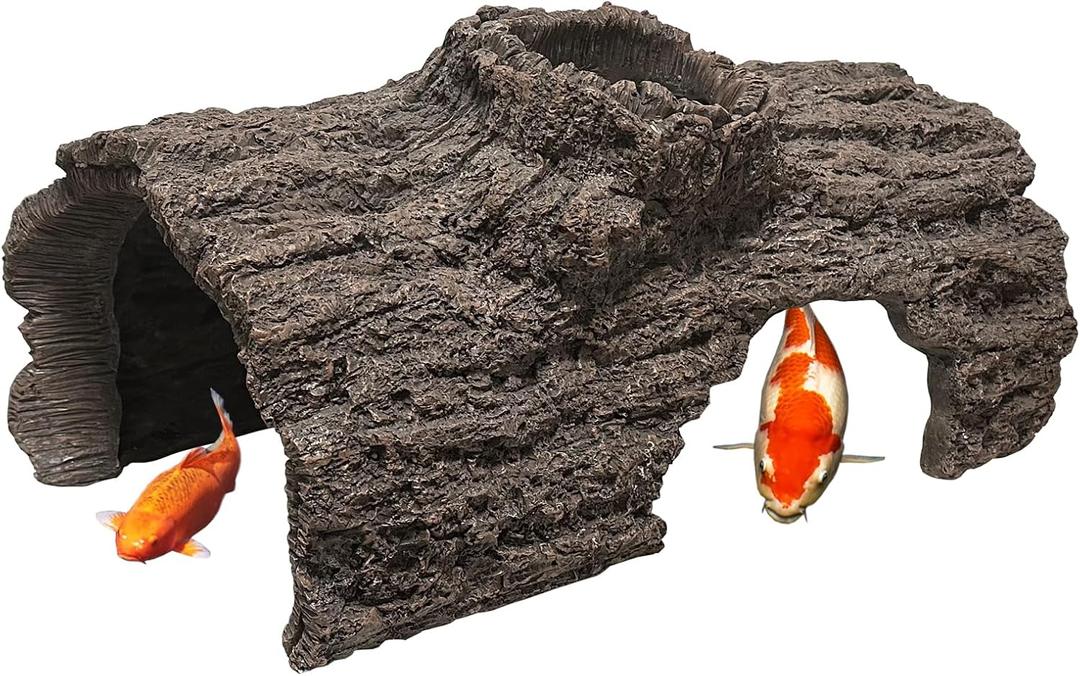 Resin Tree Trunk, Simulated Tree Hole Landscaping, Fish Cave Water Pool Landscaping Decoration, Fish Hiding Habitat Simulation Hollow Tree Trunk