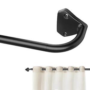 GXOACKJ Black Wrap Around Curtain Rods for Windows 28 to 48 inch, 5/ 8 inch Industrial Telescoping Blackout Curtain Rods for Bedroom & Outdoor