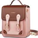 Cwatcun Camera Bag for Women, Retro Camera Crossbody Case, Vintage PU Leather Waterproof Camera Backpack, Lightweight Camera Handbag, Compatible with Canon/Nikon/Sony SLR/DSLR Mirrorless Camera, Lens