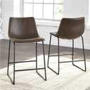 Signature Design by Ashley Counter Height Bar Stools, Set of 2, Brown
Mid-century modern bucket seat, Combination of leather and faux leather, Metal frame, Centiar Series