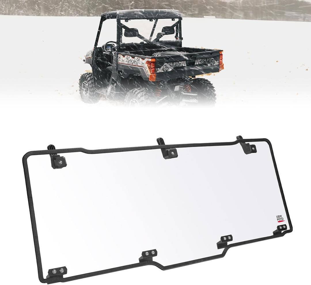 KEMIMOTO Hard Coated Rear Window, Pre-installed Back Windshield Compatible with Polaris Ranger XP 1000/Crew 2017-2026, Polaris Ranger 1000/Crew 2020-2026, Ranger XP 900/Crew 2013-2019