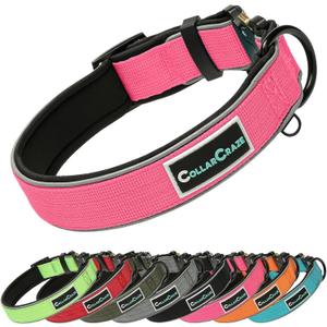 Dog Collar for Small Medium Large Dogs, Reflective, Adjustable Heavy Duty Dog Collar, Soft Neoprene Padded Comfortable for Walking (Pink, M)