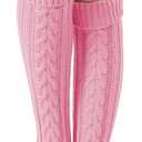 SherryDC Women's Cable Knit Long Boot Stocking Socks Knee High Winter Leg Warmers (Pink)