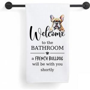 Funny French Bulldog Dog Hand Towels, Gifts for French Bulldog Lovers, Frenchie Mom Gifts Decorative Hand Towels for Bathroom Washroom Restroom, 16x24 Inch 151-a Bulldog
