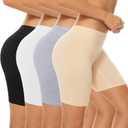 POKARLA 4 Pack Women's Cotton Underwear Boxer Shorts Anti Chafing Bike Shorts Boyshorts Panties Regular & Plus Size (Medium)