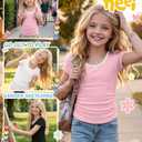 Custoneei 3 Pack Girls Short Sleeve Tees, 3-Color, 11-12 Years