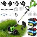Cordless Weed Wacker, 20000RPM Battery Powered Weed Eater with Wheels