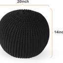 Pouf Ottoman Stuffed Round Modern Foam Filled Foot Rest Poufs for Living Room Chair Decorative 20 X 14 Inches Boho Relax Stool for Wedding Christmas Party, (Black, 20 Inch)