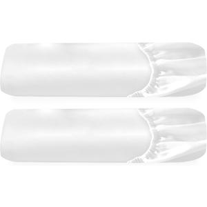 2-Pack 100% Organic Cotton Twin Fitted Sheets only, Soft & Crisp Percale, Lightweight, Snug-Fit, 2X Twin Deep Pocket Fitted Sheet - White (01 - Bright White)