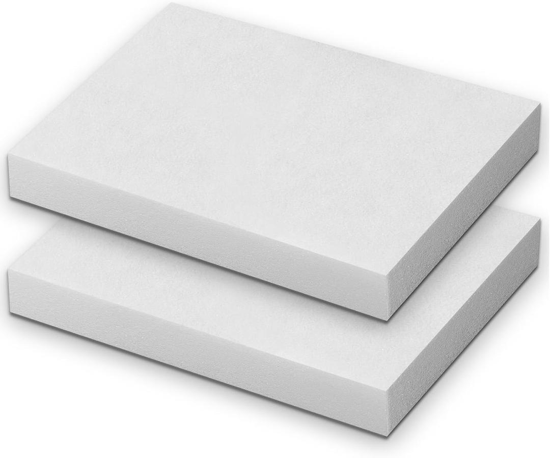 Polyurethane Foam Padding, 2 PCS 16 x 12 x 2 Inch White Soft Cuttable Packing Foam Inserts for Cases, Furniture, Automotive and Packaging
