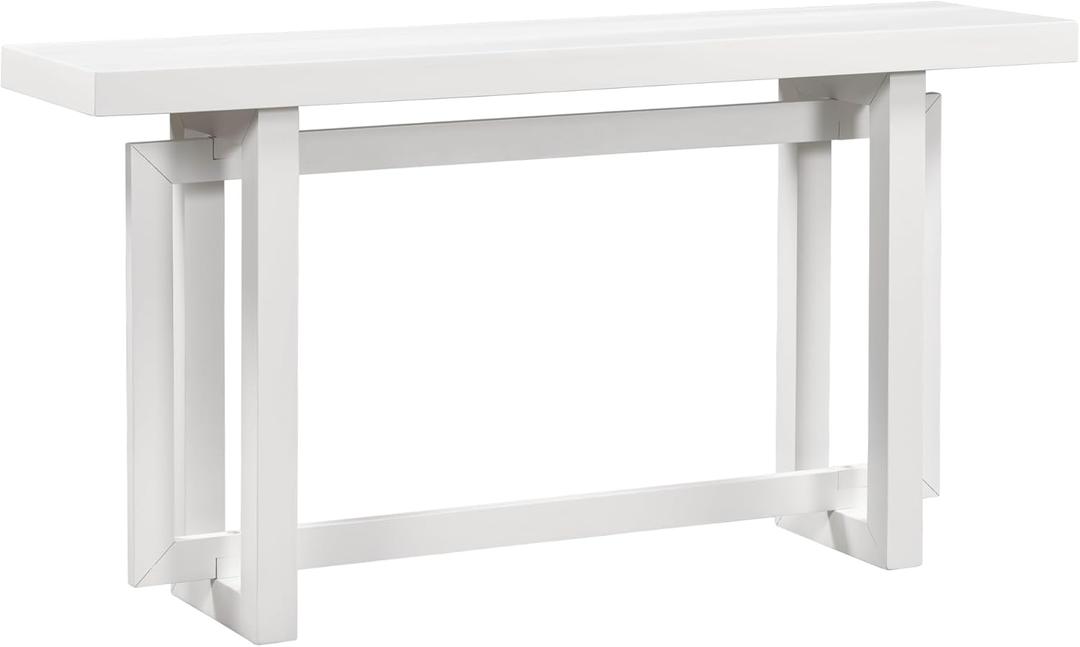 Solid Wood Console Table, 59.1 Inch, Extra Long Entryway, Table Sofa Table for Entryway, Hallway Living Room, Foyer, Contemporary Minimalist Style, White
