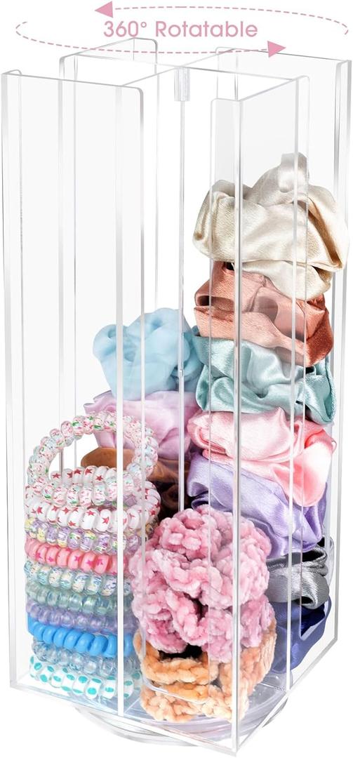 OAOLEER Acrylic Scrunchie Holder Organizer, Hair Ties Display Stand, 4 Tier Hair Accessories Organizer Storage for Bracelets Bangle Watches (Type-A)