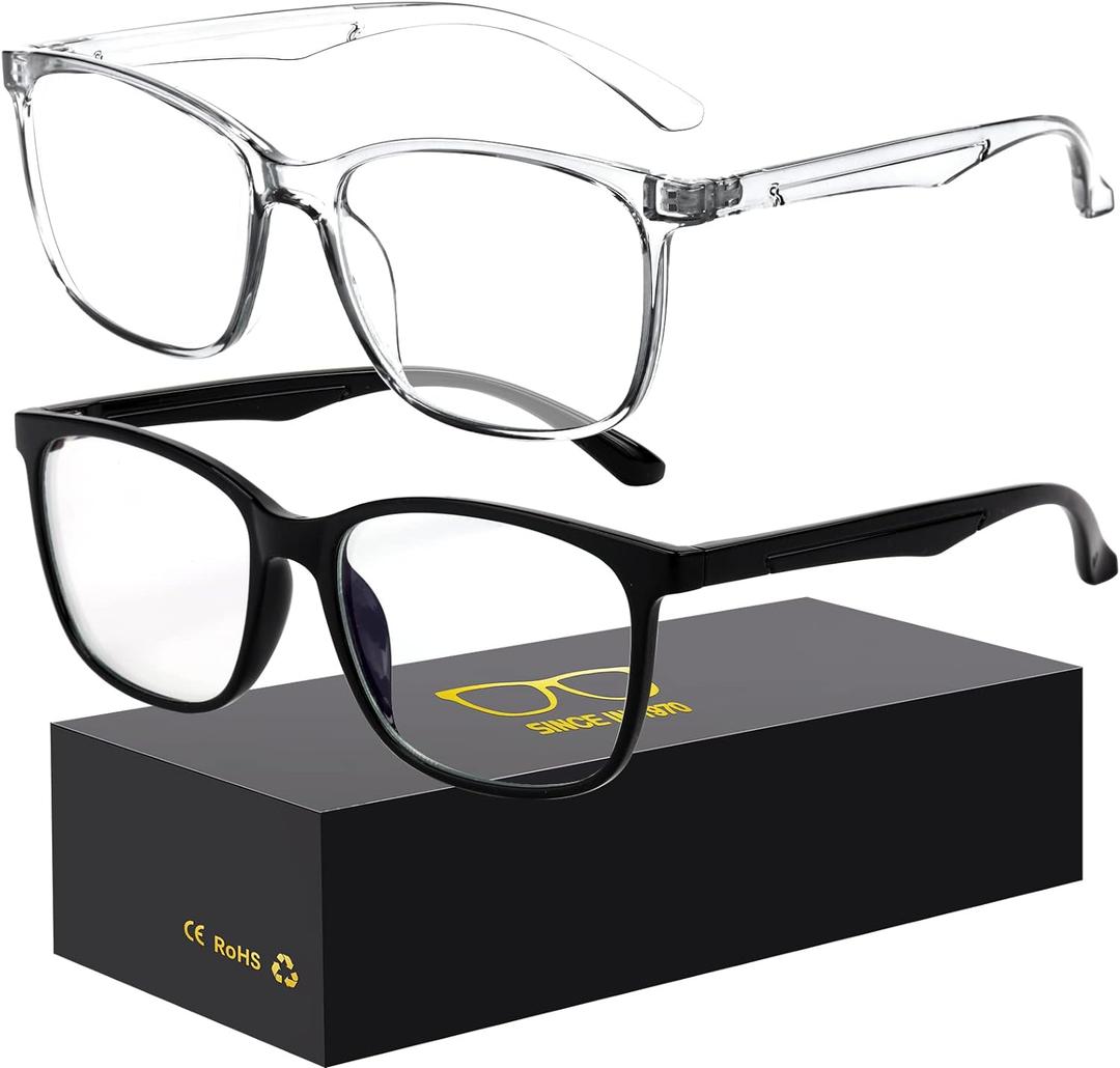 Blue-Light Blocking Glasses Computer Reading/Gaming/TV/Phones Glasses Fashion Anti Eyestrain UV Glasses for Women Men (A1 Black + Transparent)