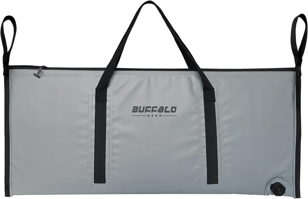 Buffalo Gear Insulated Fish Cooler Bag 40x18in 48x18in Leakproof Kill Bag Portable Waterproof Keep Ice Cold More Than 24 Hours (Grey-40in)
