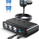 JOYROOM 9 in 1 Cigarette Lighter Splitter, 227W Dual Retractable Car Charger - 45W/24V(36W/12V) USB C Fast Charger for iPhone 17/Samsung, Independent Switches Cigarette Lighter Adapter for Car Devices