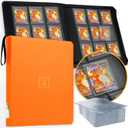 X PRO Top Load Card Binder - Compatible with Top-loading Card Cases - Fits 252 | 20 Premium Loaders Included | 9-Pocket Ringless Double-Sided Pages | Storage for TCG & Sports Cards (Orange)