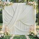 60x12 ft Ivory Backdrop Curtains for Weddings Parties, Birthdays and Photos, W5' x H12'