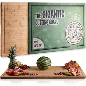 Gigantic Extra Large Cutting Board for Kitchens 36 x 24 - Heavy Duty Bamboo Chopping Boards Butcher Block Meat & Veg - Large Wooden Gas Stove Top & Countertop (36x24) Giant Noodle and Pasta Board XXXL