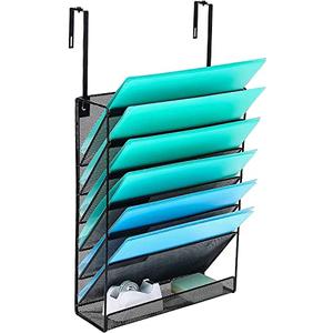 Delifox 7-Compartment Wall Mounted Hanging File Organizer Cubicle Wall File Holder Vertical Document Organizer for Office Home, Black