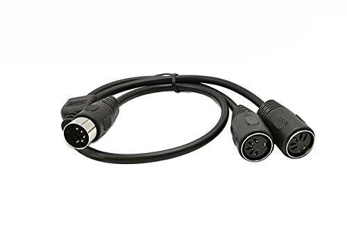 SinLoon DIN 5-Pin Splitter Y Adapter MIDI Cable, MIDI 5 Pin Male to Dual 2 x DIN-5 Female Extension Audio Cable (D5P M-2F, 0.5meter)