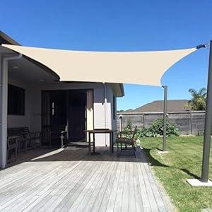 SUNNY GUARD Sun Shade Sail 12' X 12' Rectangle Cream UV Block Sunshade for Backyard Yard Deck Patio Garden Outdoor Activities and Facility