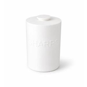 Decorative Sharps Container, 1 Liter/ 1 qt, Bathroom Counter Storage, White