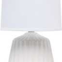 Simple Designs LT1120-OFF Petite Mini Pleated English Ceramic Base Table Lamp, Off White