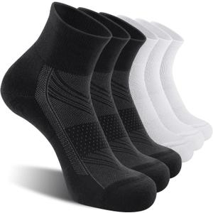 CS CELERSPORT 6 Pack Men's Ankle Socks with Cushion, Sport Athletic Running Socks (Black, XL)